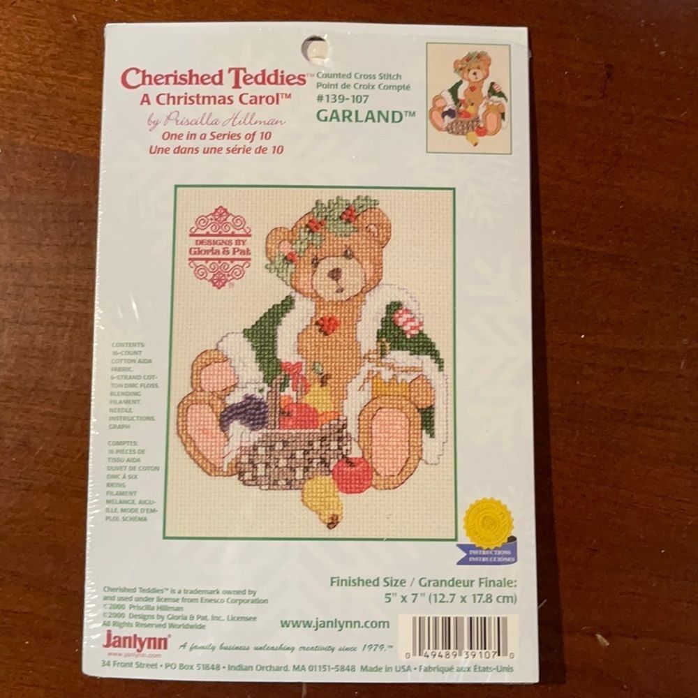 Cherished Teddies  Counted Cross Stitch Kit “Garland” Bear Christmas The…